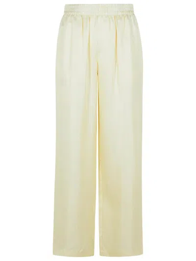 Lisa Yang Wide-leg Ivory Silk Trousers In Beige