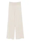 Lisa Yang Wide-leg Trousers With Ribbed Waistband And Drawstring Fastening In Neutral