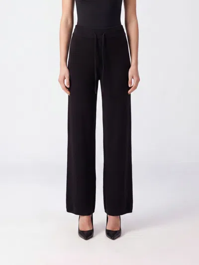Lisa Yang Wide-leg Trousers In Pure Cashmere With High Waist And Drawstring In Black