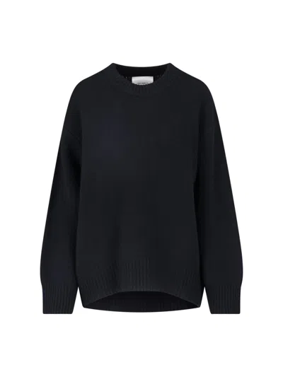 Lisa Yang Black Relaxed Fit Crew Neck Knit Sweater