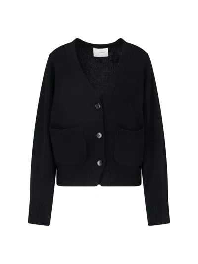 Lisa Yang Cropped Ribbed Deep V-neck Cardigan In Black