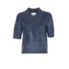 Lisa Yang Carolyn Short Sleeve Sweater In Night Fall Brushed In Blue