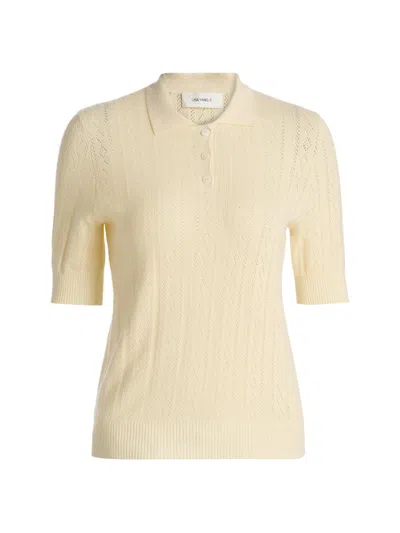 Lisa Yang Women's Cristine Pointelle-knit Cotton-cashmere Polo Sweater In Yellow