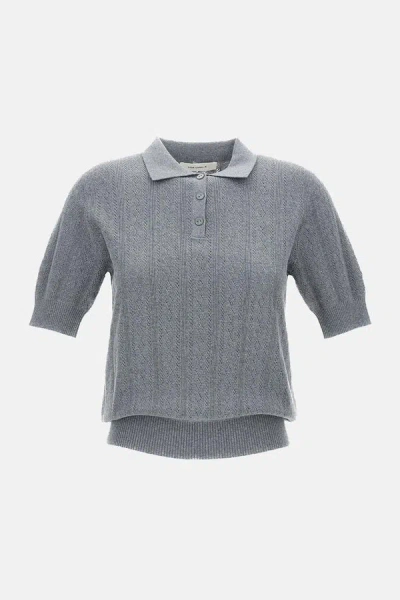 Lisa Yang Puff-sleeve Buttoned Polo Top In Green