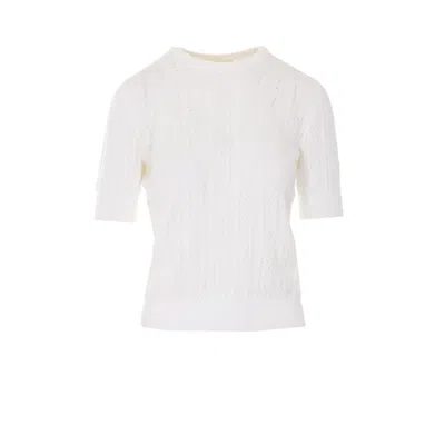 Lisa Yang Nika Pointelle Short-sleeve Jumper In White