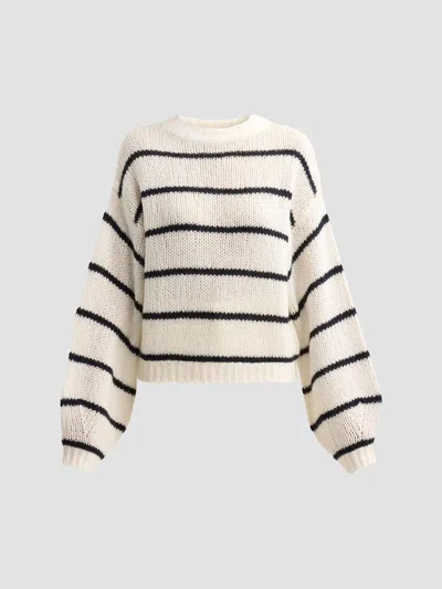 Lisa Yang Women's Sabelle Striped Cashmere-silk Sweater In Cream Black Navy