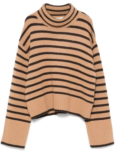 Lisa Yang Women Striped Cashmere Jumper In Beige