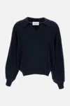 Lisa Yang Ribbed Polo Wool Sweater In Blue