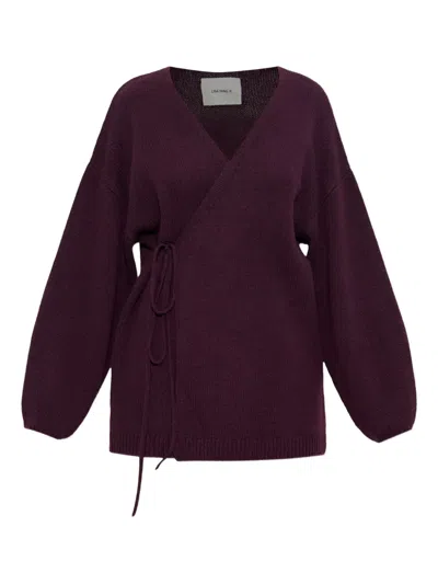 Lisa Yang Wrap-tie Cashmere Cardigan In Burgundy