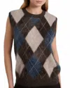 Lisa Yang Yasmin Argyle Cashmere Sweater Vest In Multicoloured In Brown