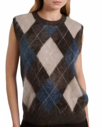 Lisa Yang Yasmin Argyle Cashmere Sweater Vest In Multicoloured In Brown