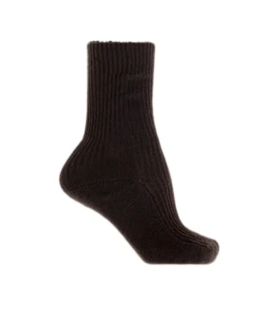 Lisa Yang Zera Ribbed Knitted Socks In Brown