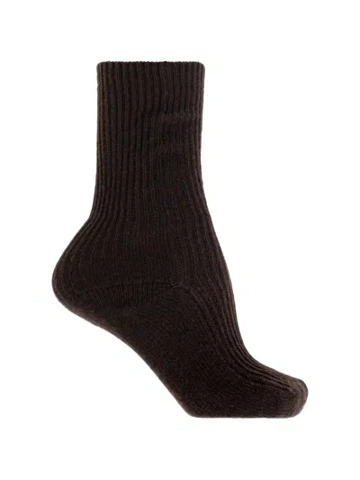 Lisa Yang Zera Ribbed Socks In Brown