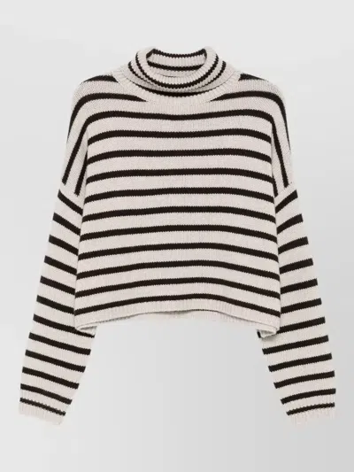 Lisa Yang Zerlina Striped Turtleneck Cropped Sweater In Pattern