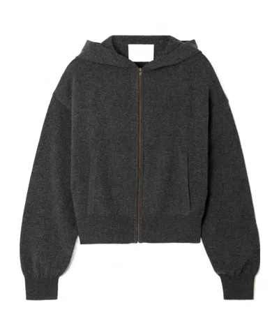 Lisa Yang Zippered Hooded Cardigan In Gray