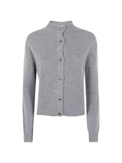 Lisa Yang Zirelle Cashmere Mock-neck Cardigan In Grey
