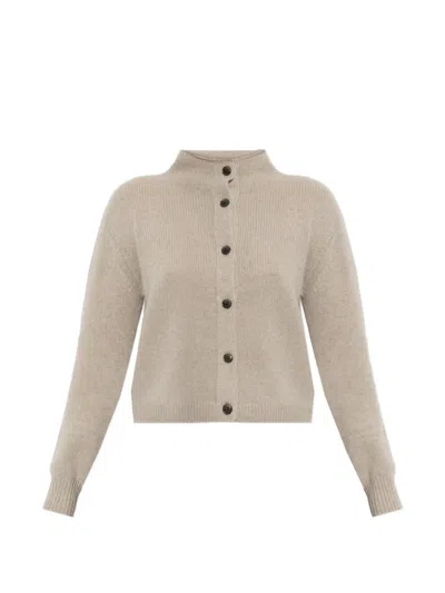Lisa Yang Zirelle High-neck Cardigan In Nude