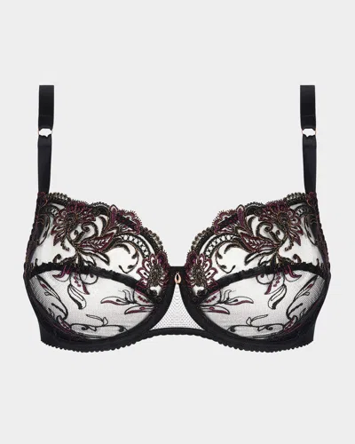 Lise Charmel Charme Secret Embroidered Lace Demi Bra In Cn/charme Noir
