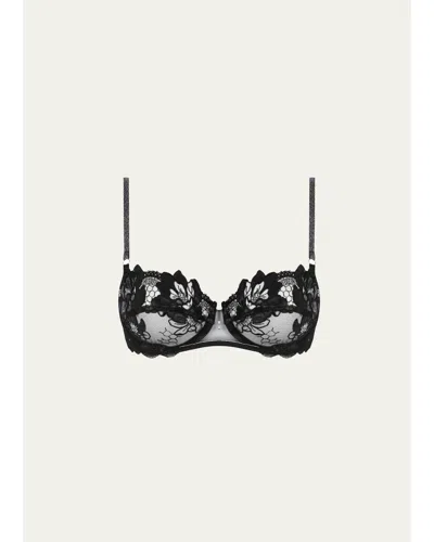 Lise Charmel Cuir Sexy Couture Embroidered Demi Bra In Noir