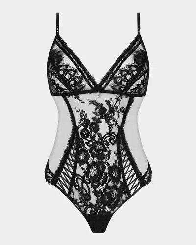 Lise Charmel Desirs De Venise Lace & Tulle Bodysuit In No/noir
