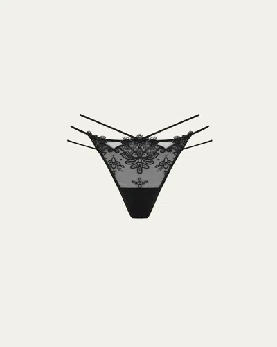 Lise Charmel Diva Glamour Embroidered Tulle G-string In Black