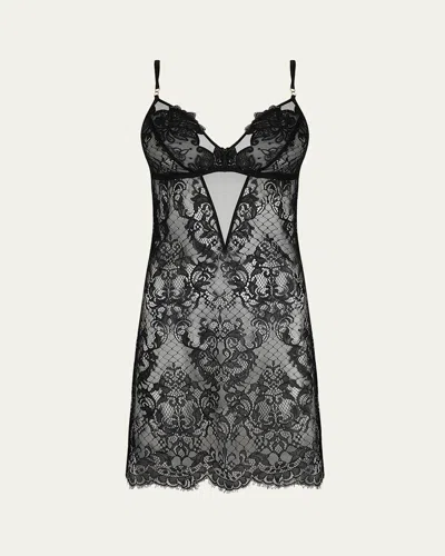 Lise Charmel Diva Glamour Scalloped Lace Baby Doll In Black