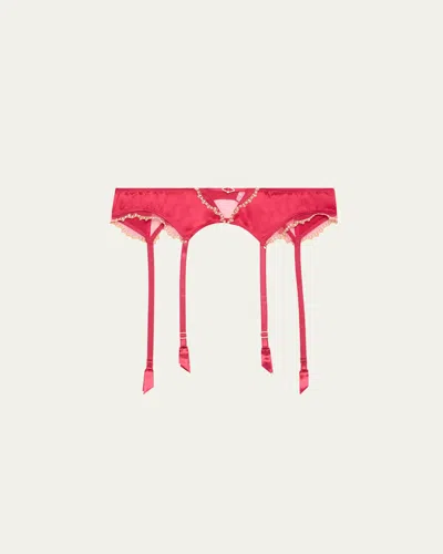 Lise Charmel Eblouissante Icone Embroidered Suspender Belt In Or Rubis