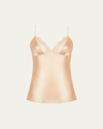 Lise Charmel Elegance Artist Lace-trim Satin Camisole In Gold