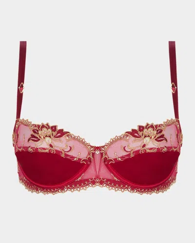 Lise Charmel Embroidered Lace Demi Bra In Or Rubis
