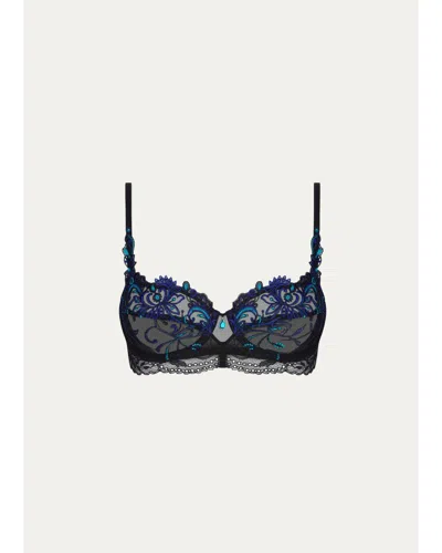 Lise Charmel Embroidered Lace-trim Demi Bra In Eclat Saphir