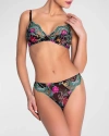 LISE CHARMEL FLEURS ETOILES FLORAL-PRINT EMBROIDERED THONG