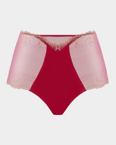 Lise Charmel High Embroidered Tulle Boyshorts In Or Rubis
