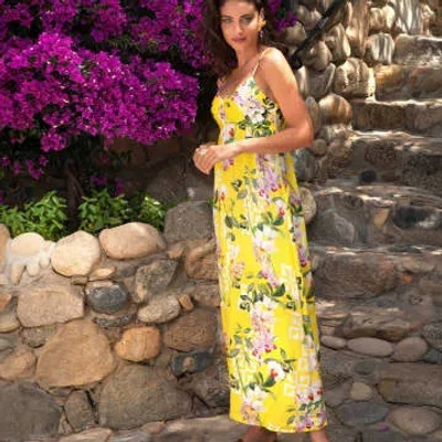Lise Charmel Jardin Delice Long Beach Dress In Yellow