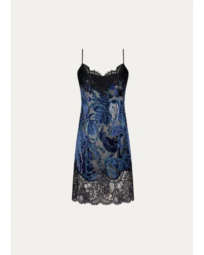 Lise Charmel Lace-up Burnout Velvet Babydoll In Eclat Saphir