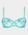 Lise Charmel Princesse Iris Floral-embroidered Demi Bra In Green