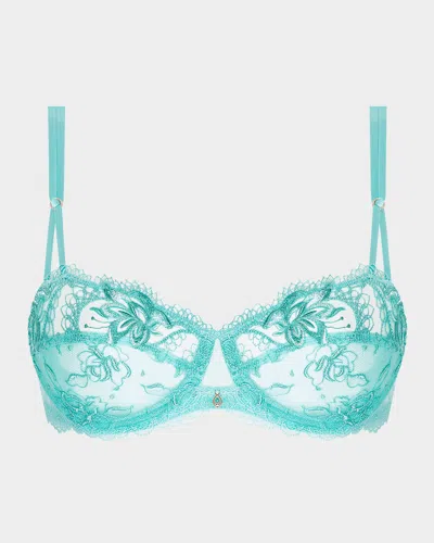Lise Charmel Princesse Iris Floral-embroidered Demi Bra In Pa/princesse Aqua