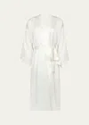 Lise Charmel Princesse Iris Lace-trim Satin Robe In En/ecru Nacre