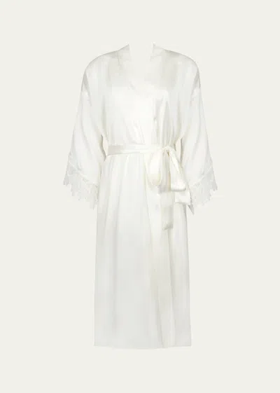 Lise Charmel Princesse Iris Lace-trim Satin Robe In En/ecru Nacre