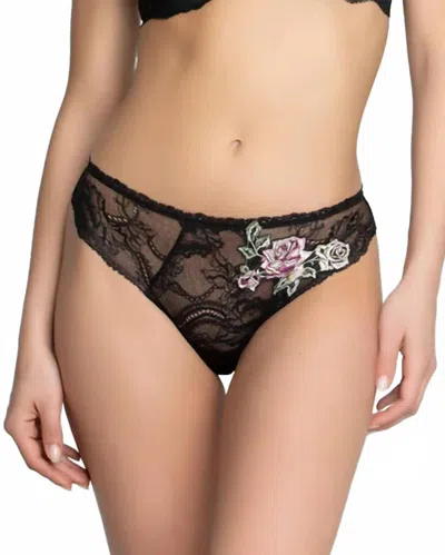 Lise Charmel Roses Thong In Black Floral