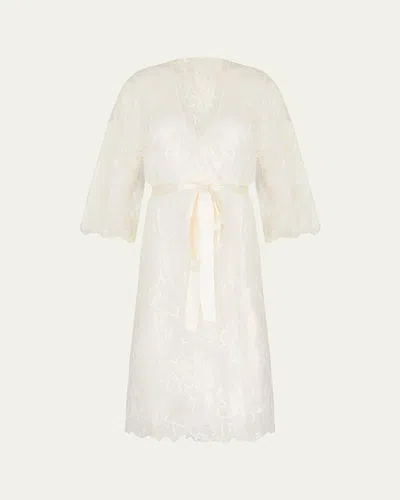 Lise Charmel Scalloped Floral Lace Robe In Neutral
