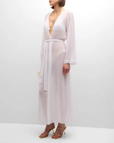 Lise Charmel Sheer Maxi Kimono Coverup In Bl/blanc