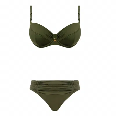 Lise Charmel Sublime Drape Two-piece Swimsuit In Khaki In Green