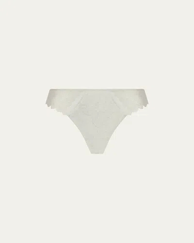 Lise Charmel Sublime Organza Lace & Tulle Thong In Silver