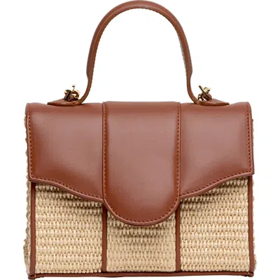 Liselle Kiss Meli Raffia & Leather Top Handle Bag In Brown