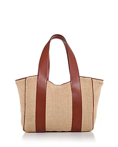 Liselle Kiss Penelope Straw Tote In Natural/gingham