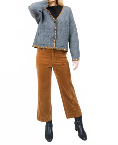 Lisette Charlene Corduroy 26" Wide Crop Pant In Cognac In Brown