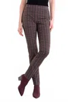 Lisette Emery Check Pattern Slim Pant In Brown Multi-tone In Brown