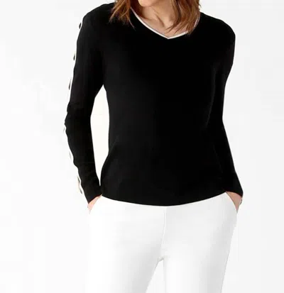 Lisette L Jane V-neck Sweater In Black/white
