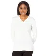 Lisette L Montreal Ellie Sweater Women Xs White Cotton V-neck Long Sleeve Erk589 In White