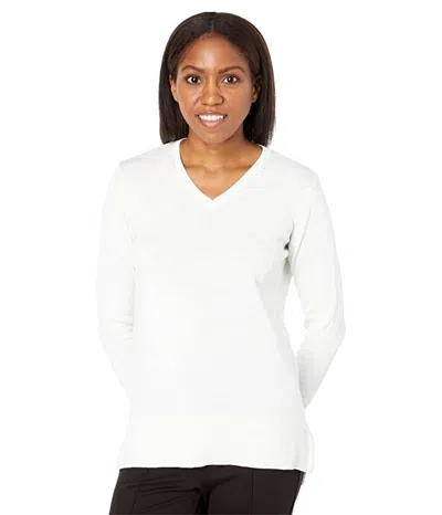 Lisette L Montreal Ellie Sweater Women Xs White Cotton V-neck Long Sleeve Erk589